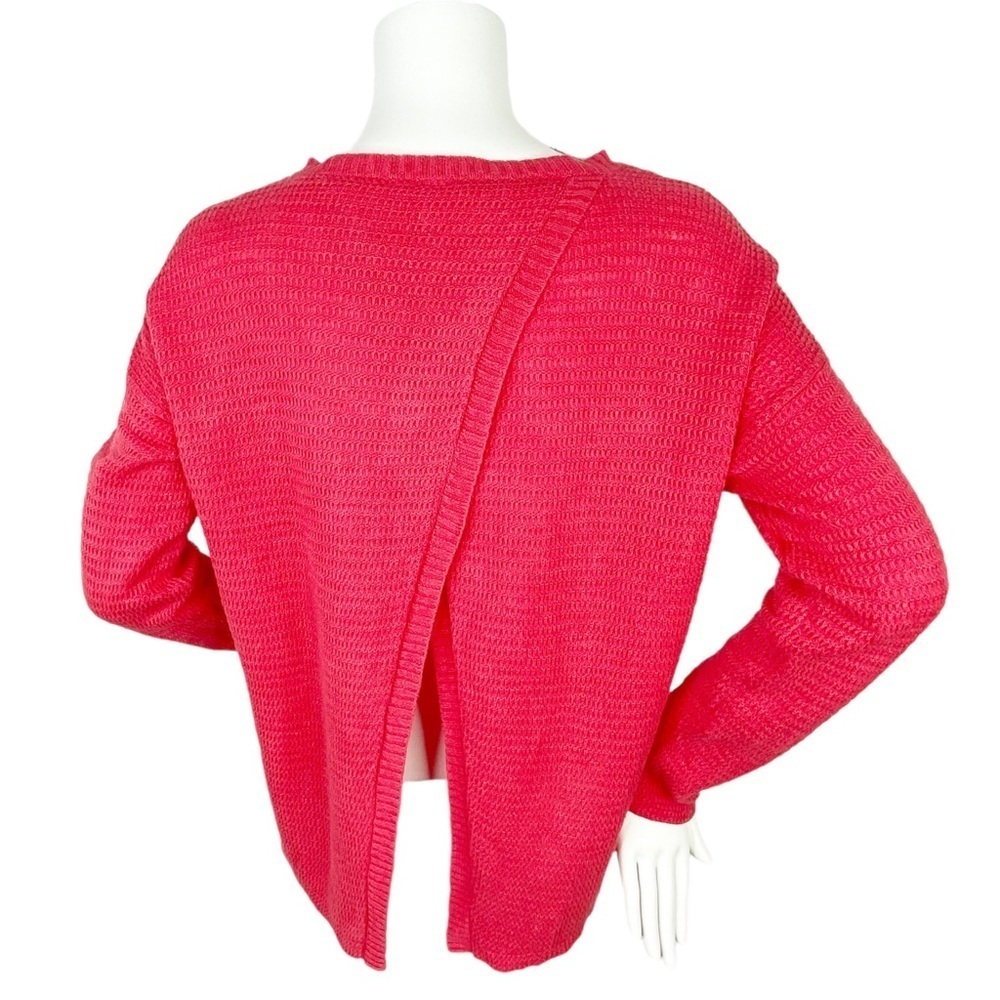 Eileen Fisher Split Back 100% Organic Linen Coral Textured Sweater Size …